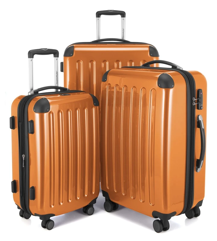 HAUPTSTADTKOFFER - Alex - Set of 3 suitcases, Travel suitcases, Trolley, Rigid Luggage, Travel Set, TSA, 4 Wheels (S, M & L), Orange