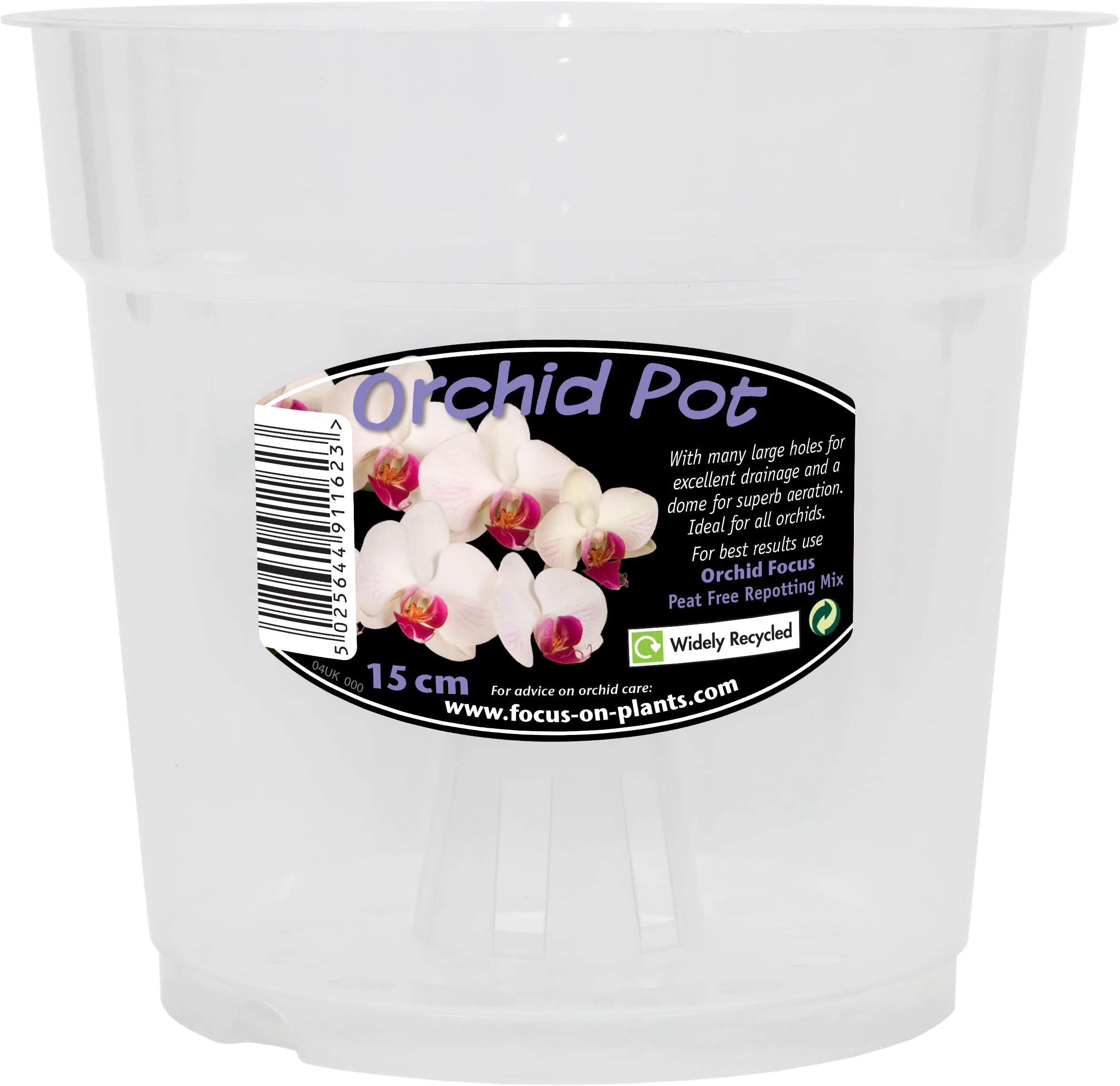 Clear Orchid Pot, 15cm - Clear Plant Pots for Orchids - Plastic Orchid Pots with Holes - Transparent Nursery Flower Pots for Indoor & Outdoor Orchid Repotting