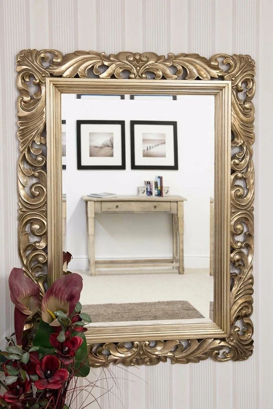 NEW VERY LARGE SHABBY CHIC BEVEL GLASS OVERMANTLE WALL MIRROR 49" x 37" (Silver)