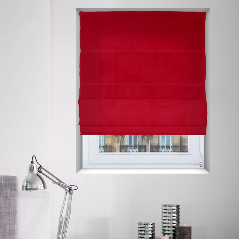 MADECOSTORE Roman Blind, 70% Cotton-30% Polyester, Red, L160 x H220cm