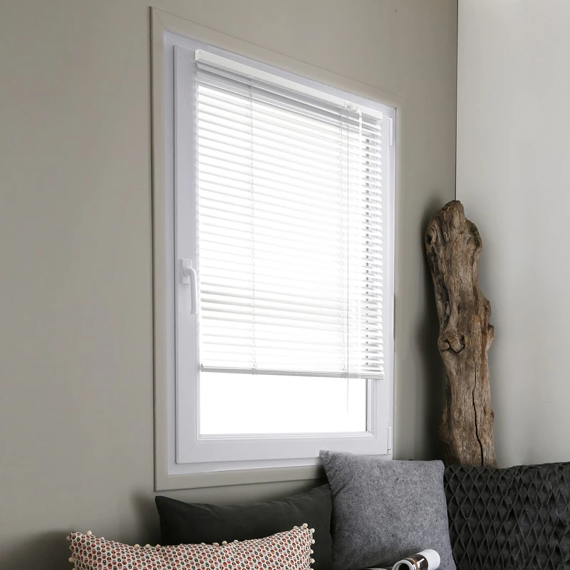 MADECOSTORE Aluminium Venetian Blind 25 mm without Drilling – White – L 107 x H 150 cm