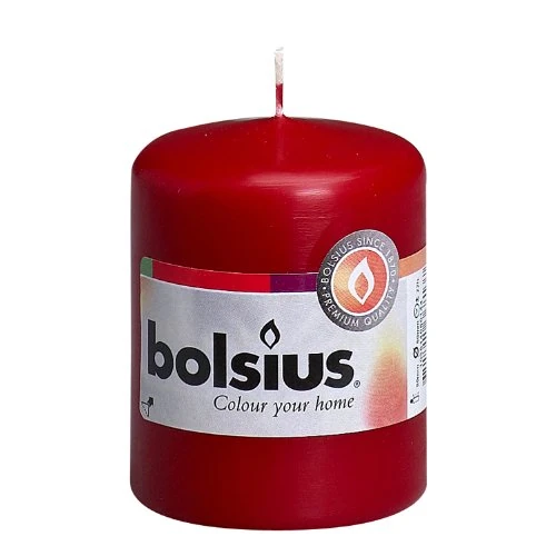 Bolsius Smooth Pillar Candles - Wine Red - Pack of 10-8 cm - Decorative Household Candles - Length Burning Time 17 Hours - Unscented