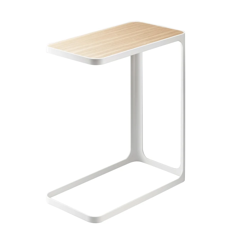 Yamazaki 7202 FRAME Side Table, white, Steel/Wood, Minimalist, 24 x 45 x 52 cm