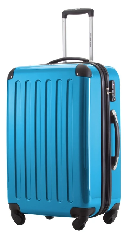 Hauptstadtkoffer Alex Expandable Hard Shell Suitcase 65 cm (74 L) with TSA Lock, Durable Travel Trolley with 4 Double Wheels, Cyanblue