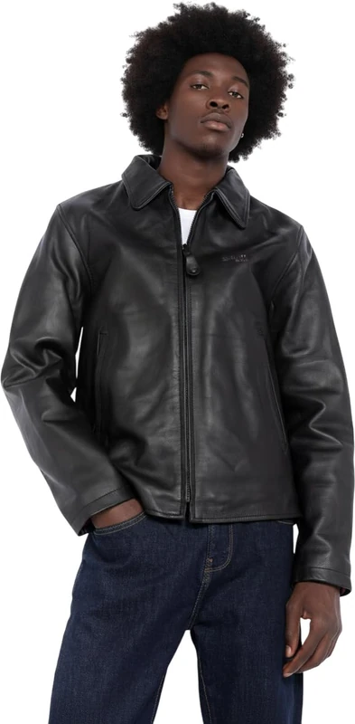 Schott Men's LC9800 Blouson Plain or unicolor Long sleeve Jacket - Black - Black - Medium (Brand size: M)
