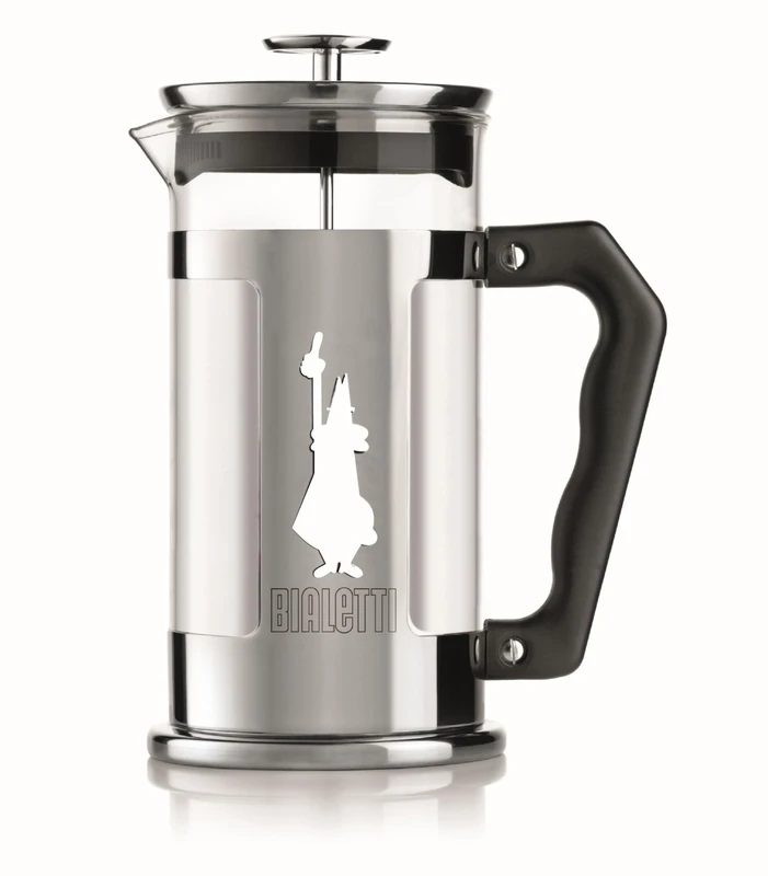 Bialetti Preziosa coffee press, French press filter for coffee or tea, stainless steel body and borosilicate glass container, dishwasher safe, 350 ml, for 3 cups