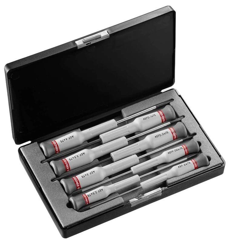 Facom AEF.J3 Micro-Tech Screwdriver Box of 8 Slot 5 and 3 Phillips