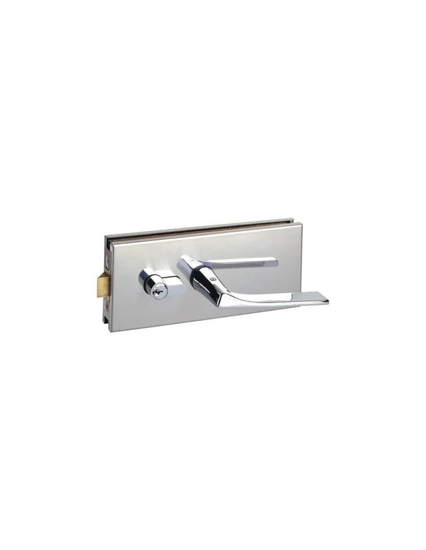 DOM-METALUX SLA10002 METALUX 9045-Middle Locks for Glass Doors CLARIT Half-Turn Bolt 7 mm Euro Profile Cylinder Polished Stainless Steel - Image 1
