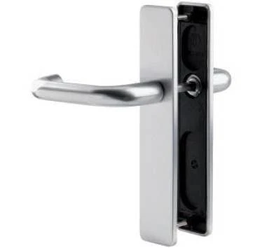 Vachette BERCY Door Handle on Large Plate – Cane Spout for Kitchen/Living Room Door Spacing 195 mm – Easy Installation System – Durable Zamak – Silver Finish