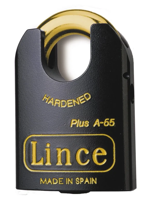 LINCE - PLUSA65 Heavy Duty high Security Padlock | Rust Resistant High Security Key Black Padlock 65 mm| Protected Shackle | 5 Keys