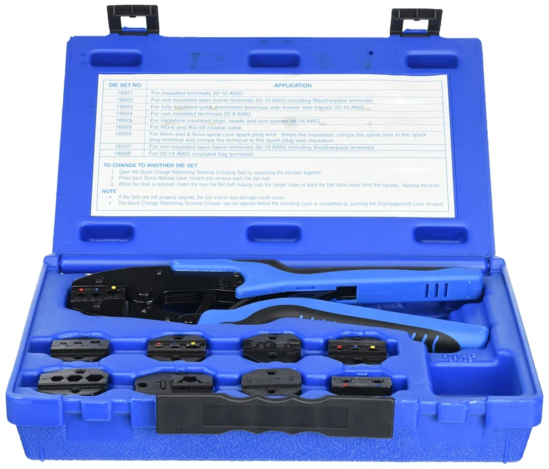 Tool Aid SG SGT18980 Ratcheting Terminal Crimping Kit (Quick Change with 9 Die Sets) - Image 1