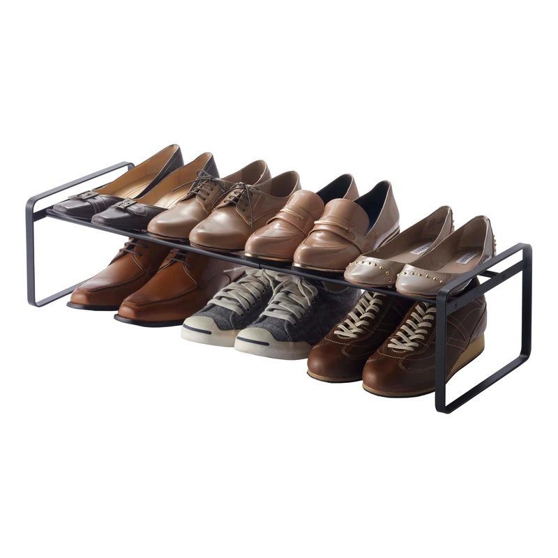 YAMAZAKI 7210 FRAME Extendable Shoe Rack, black, Steel, Minimalist, 41～70 x 25 x 17.5 cm - Image 1