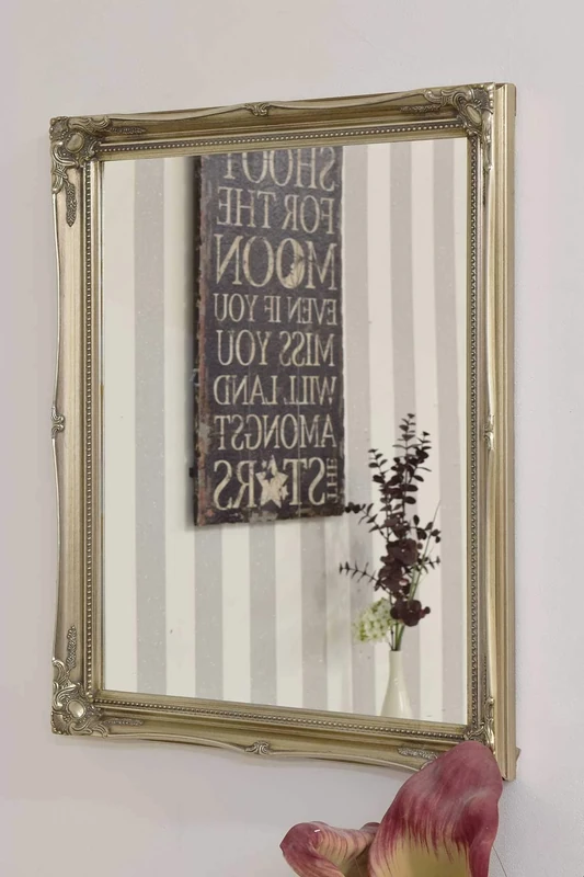 28INCH x 24INCH LARGE SILVER ANTIQUE DESIGN ORNATE DRESS WALL MIRROR NEW Beautiful Ornate Shabby Chic Over Mantle Big Wall Mirror