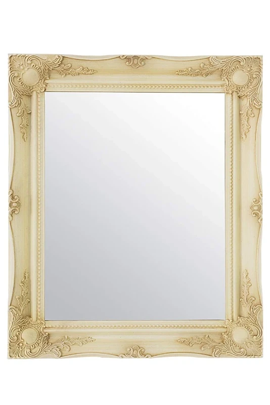 26INCH x 22INCH LARGE IVORY ANTIQUE DESIGN ORNATE DRESS WALL MIRROR NEW Beautiful Ornate Shabby Chic Over Mantle Big Wall Mirror
