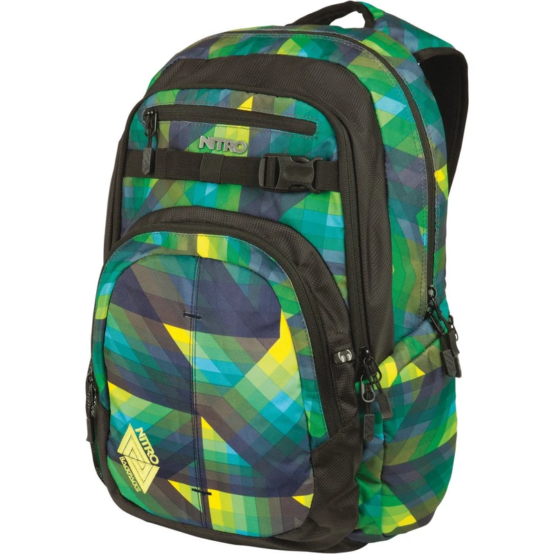 Nitro Chase Rucksack, Schulrucksack mit Organizer, Schoolbag, Daypack mit 17 Zoll Laptopfach, GEO GREEN