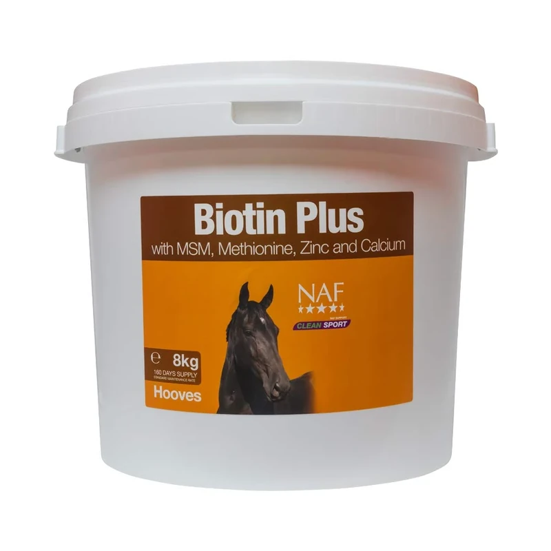 NAF Biotin Plus 8kg – Comprehensive Hoof Supplement for Horses – With Biotin, MSM, Methionine, Zinc & Calcium – Supports Healthy Hoof Growth & Strength