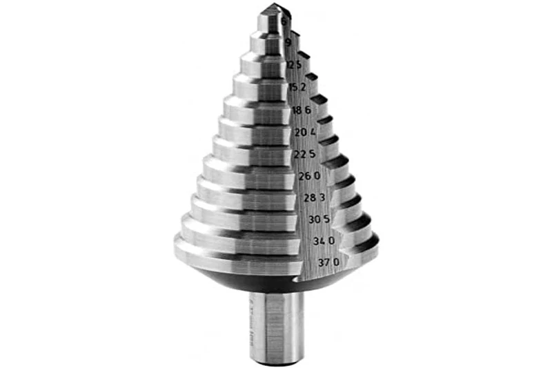 FACOM - Stage Drill - 678014 - Metal, Wood, Any Material Drills - 10 mm Cylindrical Shank with 3 Flats - Marking of Various Diameters - Special PG Tube Press - Robust