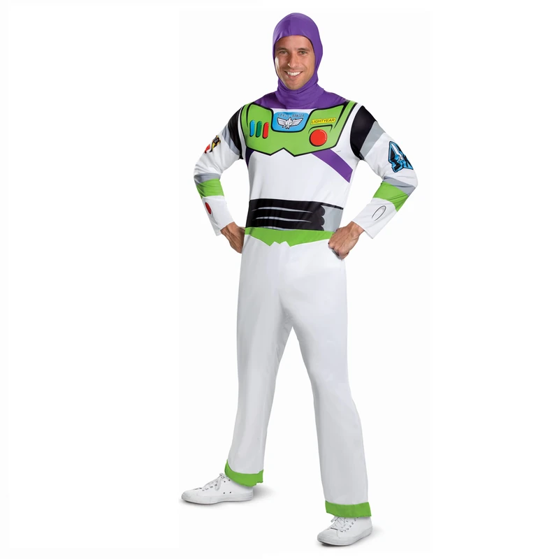 Disguise 13578D Men's Disney Pixar Toy Story Buzz Lightyear Adult Costume, White/Green/Red/Purple, X-Large (42-46)