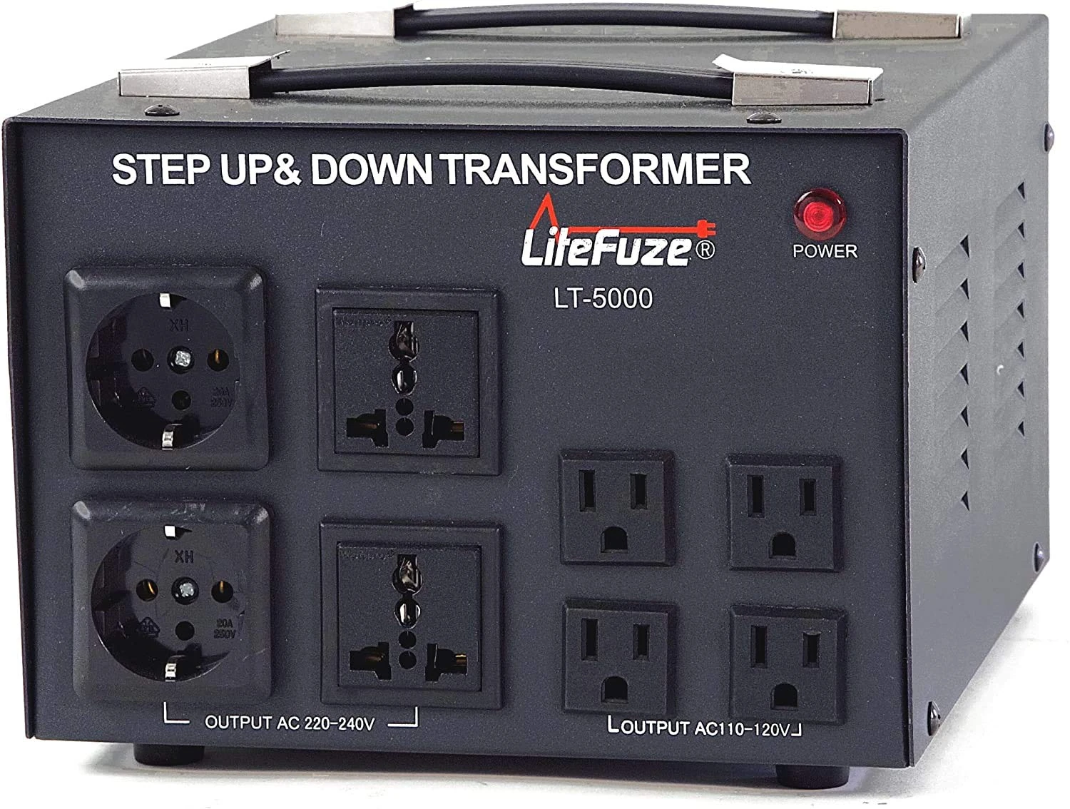 LiteFuze LT Series 5000 Watt Voltage Converter Transformer Step Up/Down - 110v to 220v / 220v to 110v Power Converter - Fully Grounded Cord - Universal Socket, CE Certified