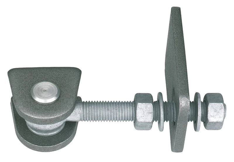 Alberts 411084 Gate Hinge | for 180° Opening | Short Version | hot-dip galvanised Bolts and Nuts, Stainless Steel Bolt and Cotter pin | Thread M24 | Set of 4