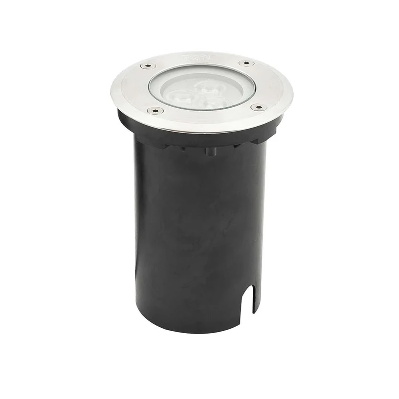 Konstsmide IP65 Low Voltage Round Ground Spot Light with Transformer, High Power 6 W LED - Aluminium Silver/Frosted Glass