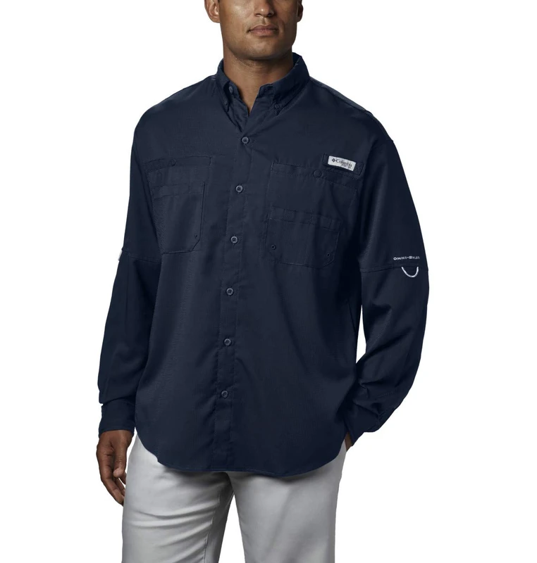 Columbia Men's Tamiami 2 Long Sleeve Shirt, Long Sleeve Shirt, Collegiate Navy, Medium