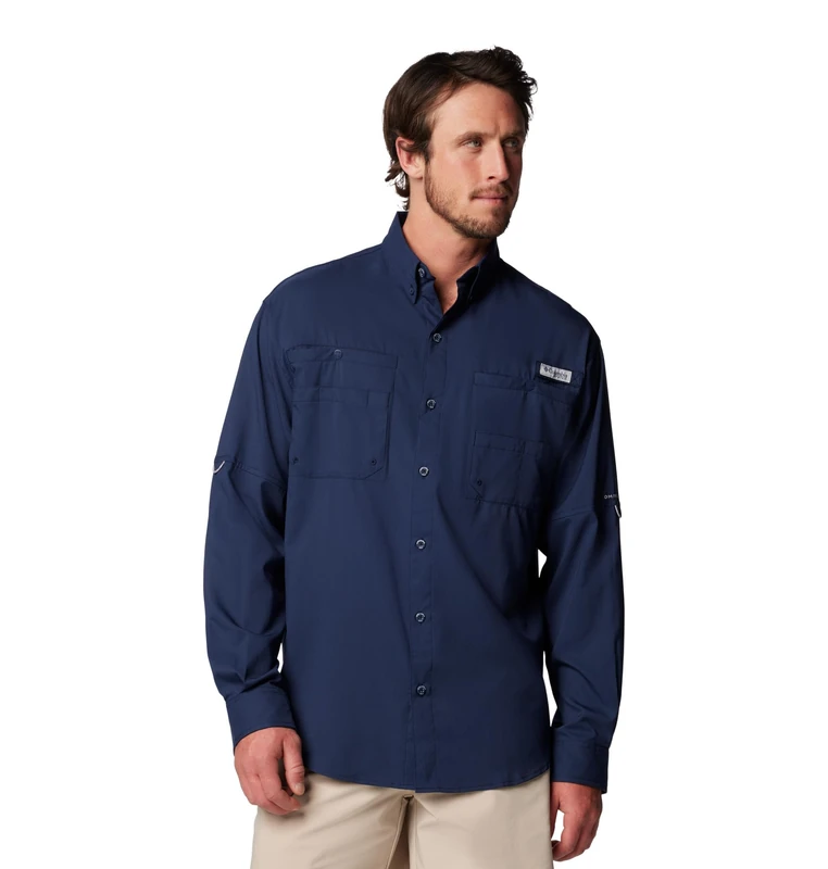 Columbia Men's Tamiami 2 Long Sleeve Shirt, Long Sleeve Shirt, Collegiate Navy, Small