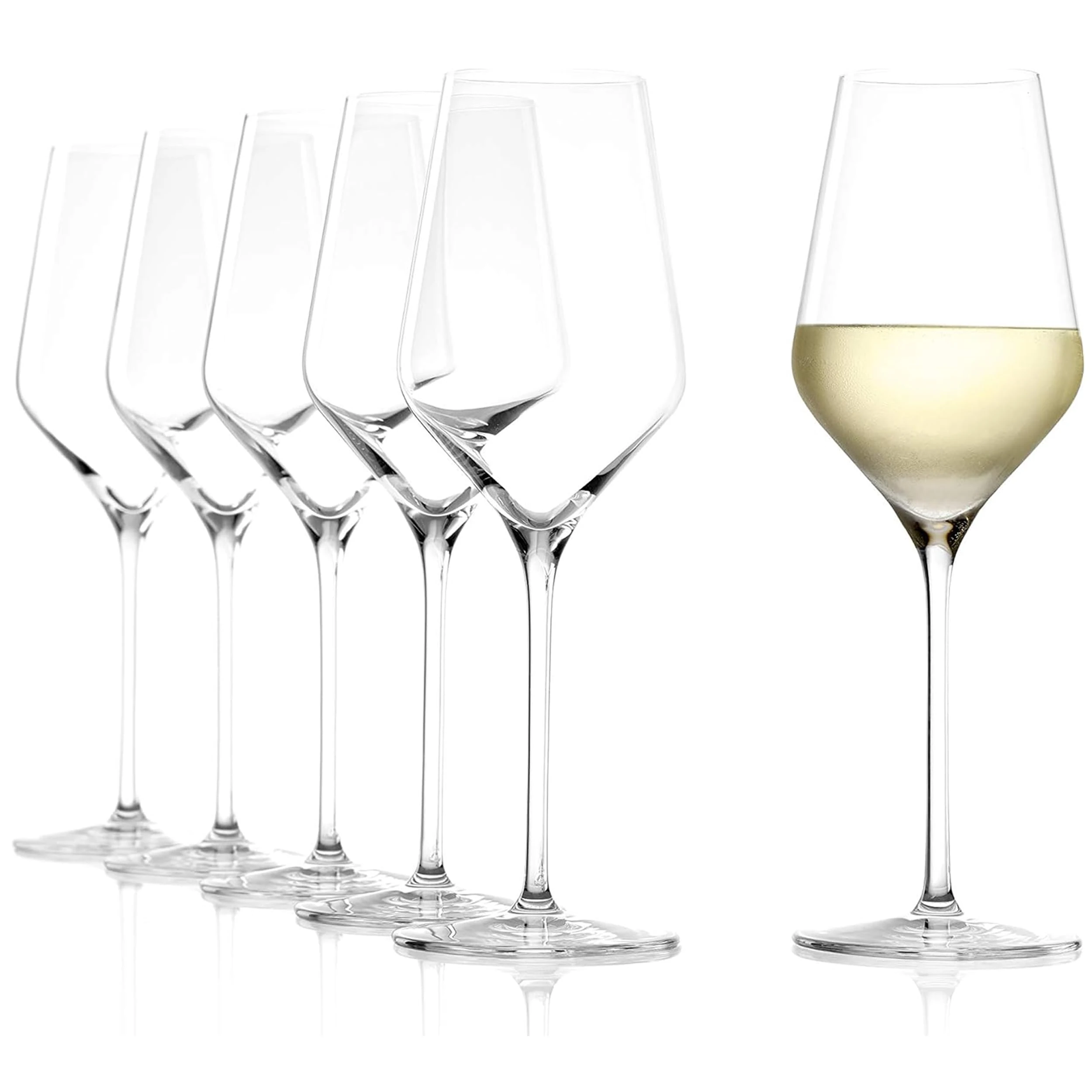 Stölzle Lausitz White Wine Glasses Quatrophil 404 ml, set of 6, on par with mouth blown, premium quality, dishwasher proof