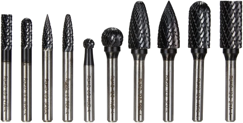 Ruko 116002TC Cardbite Metal Grinding Bits 10-Piece Set TiCN
