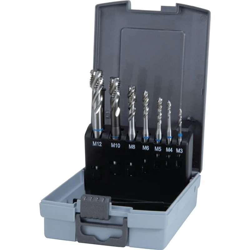 Ruko HSS Machine Tap Set in Plastic Case, Bright Finish, 7 Pieces, R245058RO