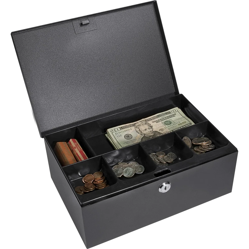 BARSKA Unisex's Outside Key Safe Box CB11792 17'' Box and 6 Compartment Tray with Key Lock, Black, M