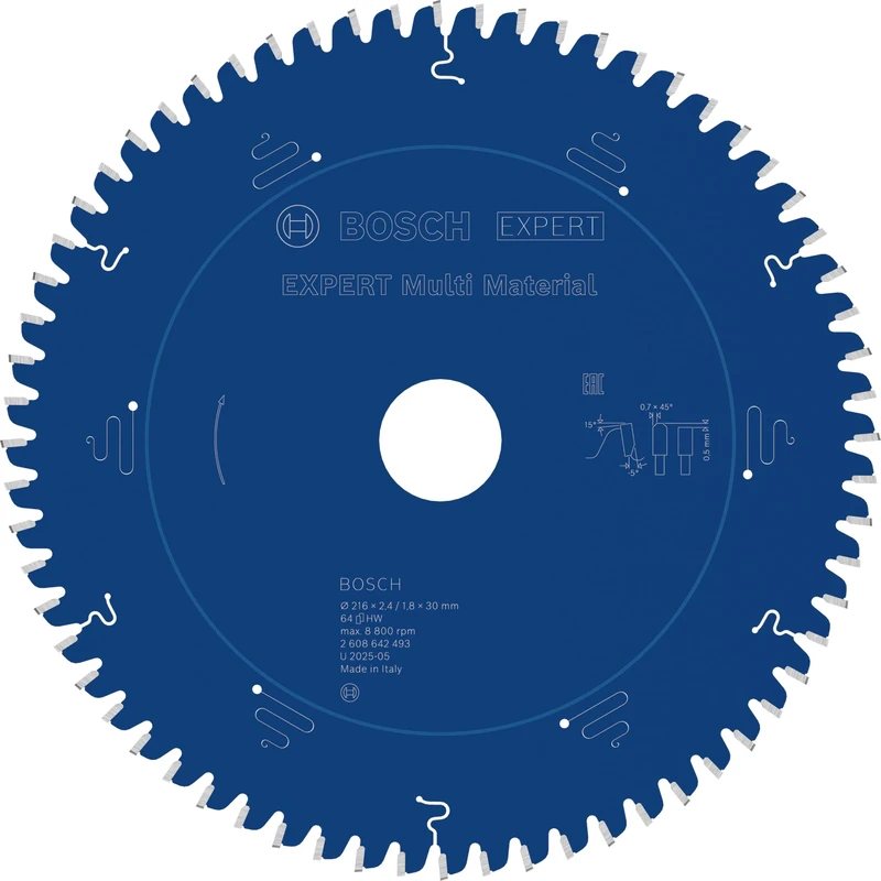 Bosch Professional Expert for Multi Material circular saw blade (216 x 30 x 2.4 mm, 64 teeth, circular saw accessories)