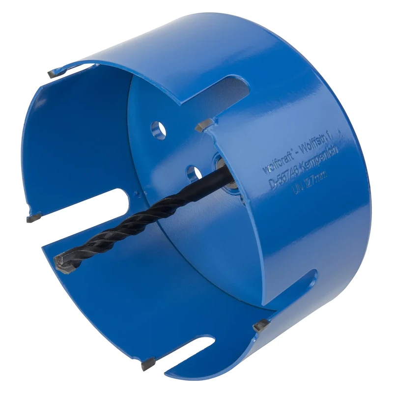 wolfcraft Universal Hole Saw with Mandrel I 5961000 I for Drilling Large-Diameter Holes in a Wide Range of Materials, Cutting Depth 60 mm
