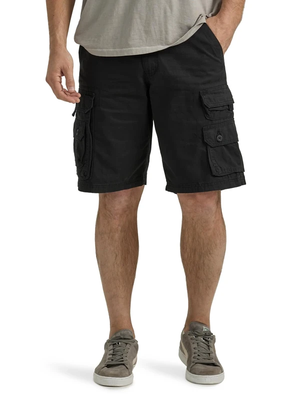 Lee Men's Big & Tall Dungarees Belted Wyoming Cargo Short - Black - XXX-Large