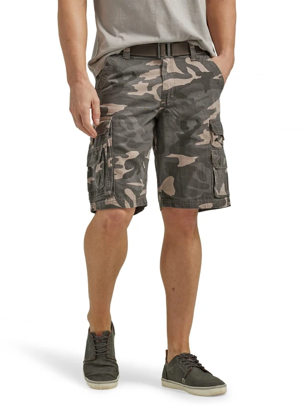 Lee Men's Big Tall Dungarees Belted Wyoming cargo shorts, Ash Camo, 50 UK