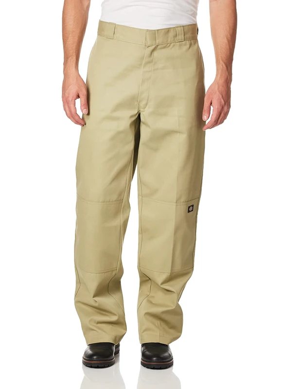 Dickies Men's Double Knee Work Straight Trousers, Beige (Khaki), Size W34/L34