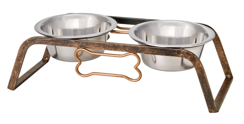 Loving Pets Black Label Collection Rustic Bone Diner for Dogs, 1-Quart, Aged Copper