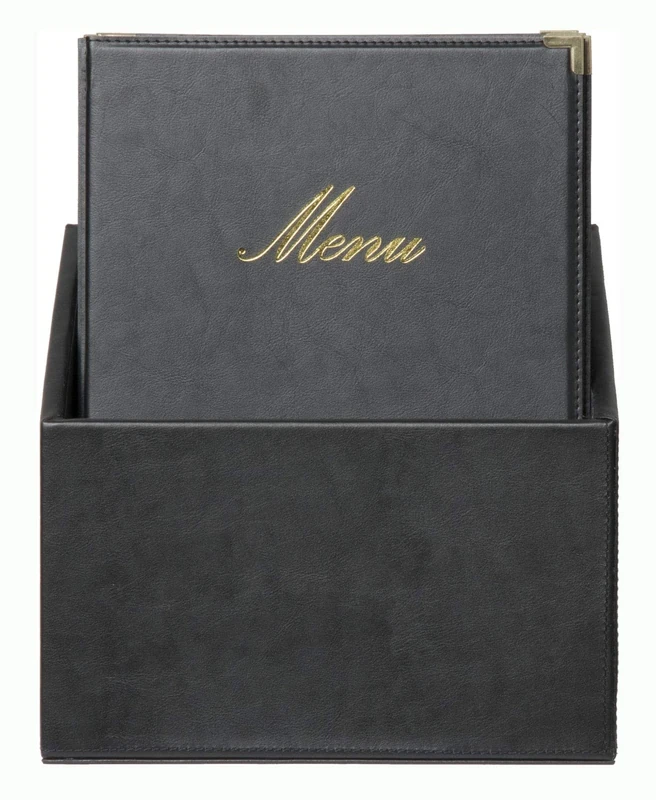 Securit Classic Range Menu Box with 20 A4 Menu Cards with1 Double Insert, Black
