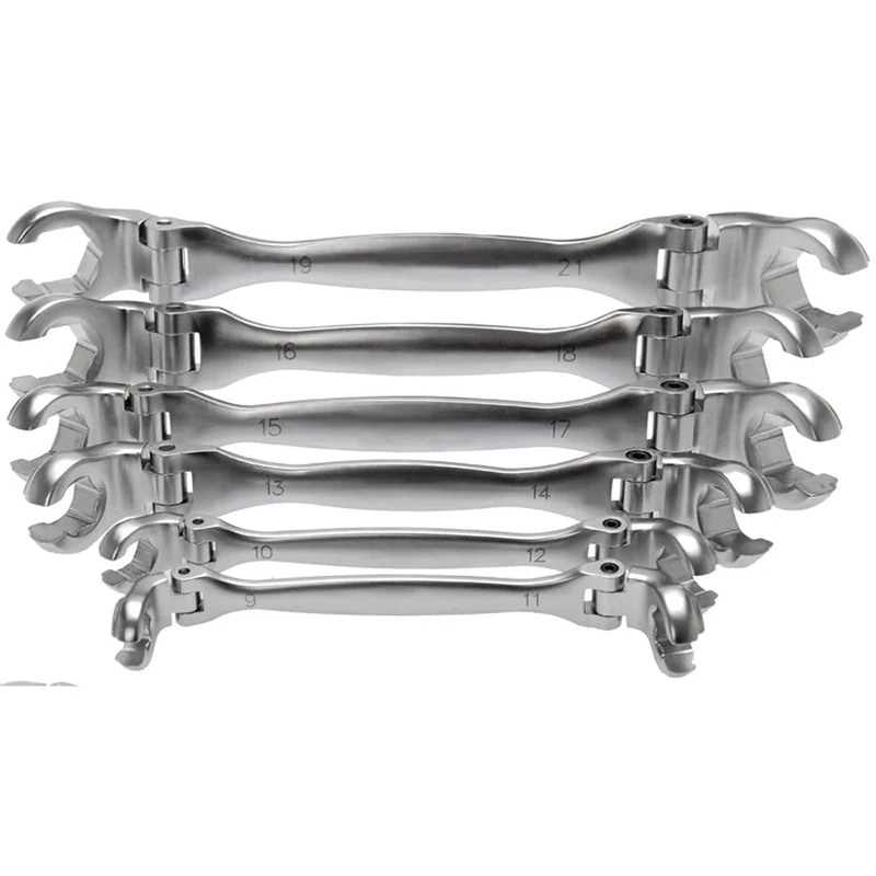 SW-Steel Double Hinge Line Wrench - Key Set 6 Teilig 9 to 21 mm, 01488L