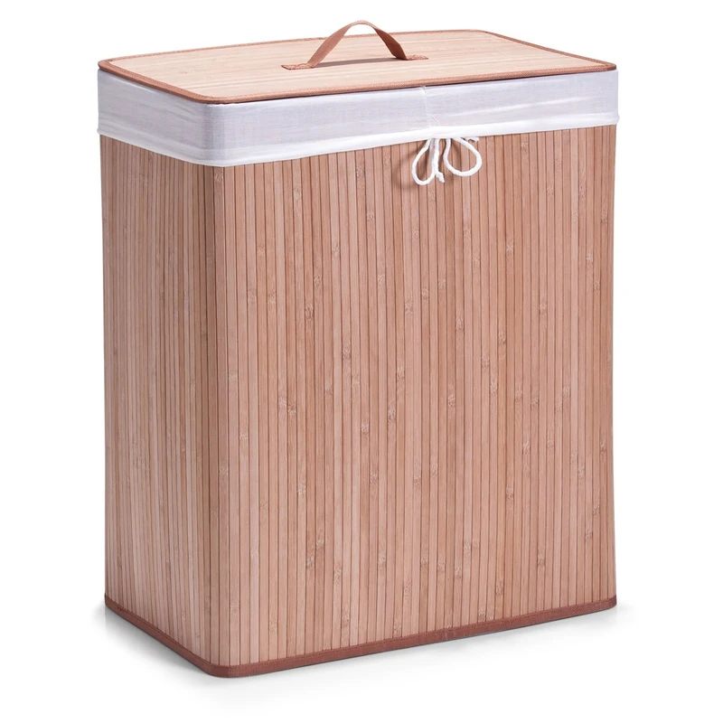Zeller 13413 Double Laundry Bag 52 x 32 x 63 cm Bamboo Natural - Image 1
