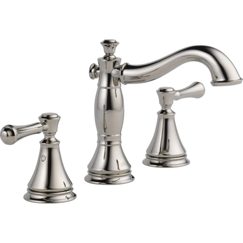 Delta Faucet 3597LF-PNMPU Cassidy Two Handle Wide Spread Bathroom with Metal Pop-Up, Polished Nickel