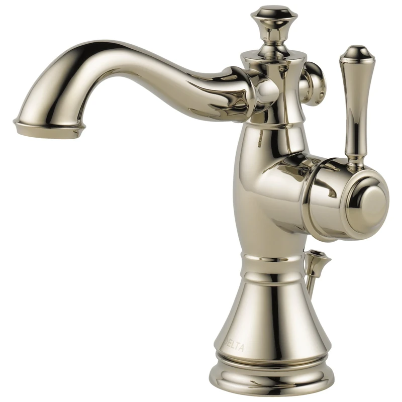 Delta Faucet 597LF-PNMPU Cassidy Single Hole-Single Handle-4-Inch Plate/Metal Pop-up, Polished Nickel