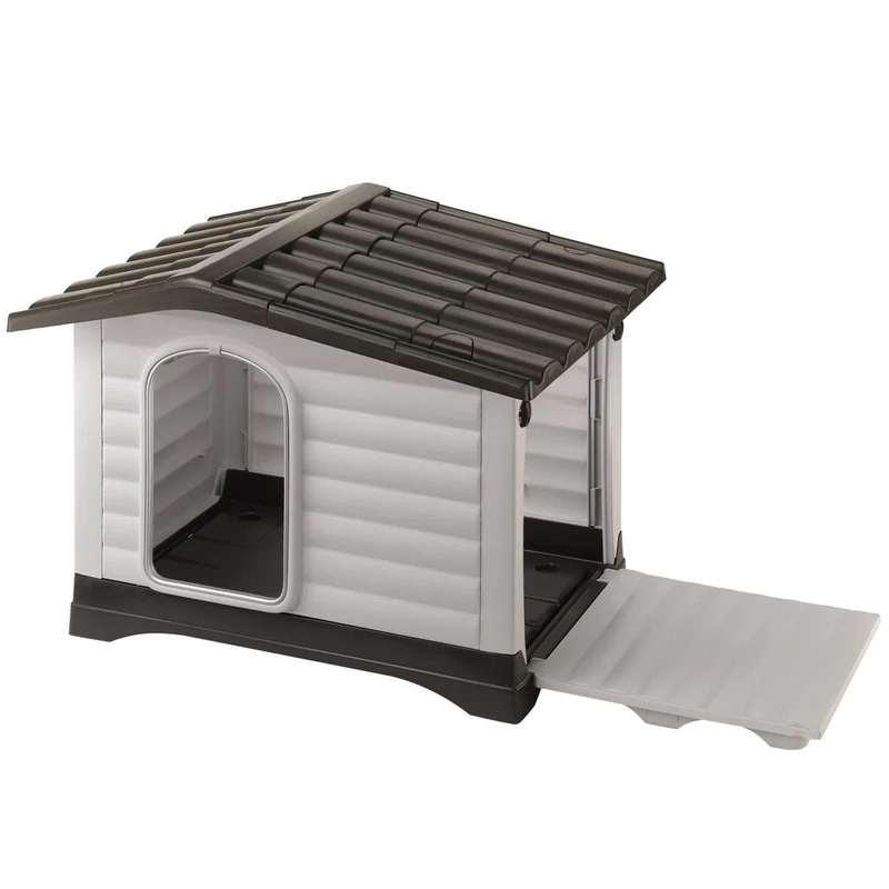Ferplast Dog Kennel Outdoor DOGVILLA 110, Dog House, Dog Kennel, Opening Side, Draining Bottom, Insulating Base, Removable Roof, Ventilation Grille, Recycled Plastic, 111x 84 x h 79 cm
