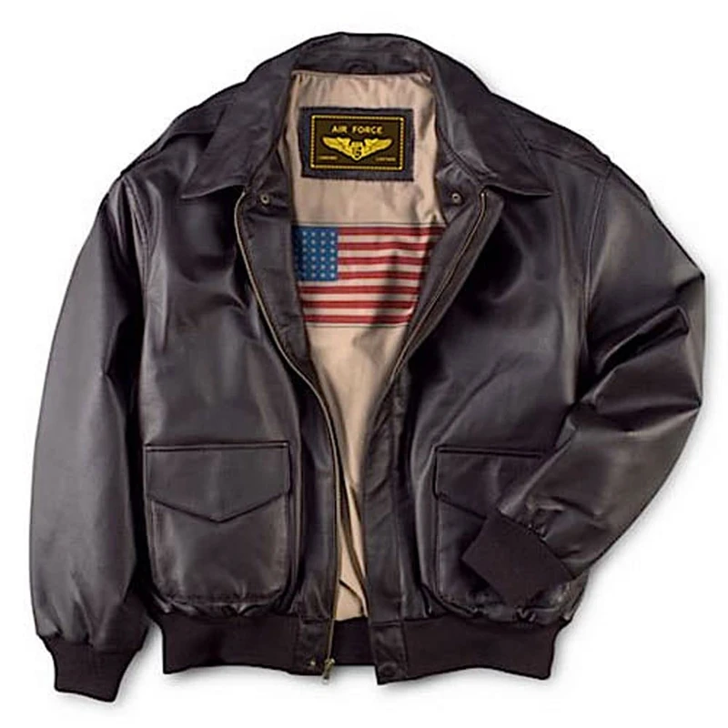 Landing Leathers Men Air Force A-2 Leather Flight Bomber Jacket Brown X-Large - Image 1