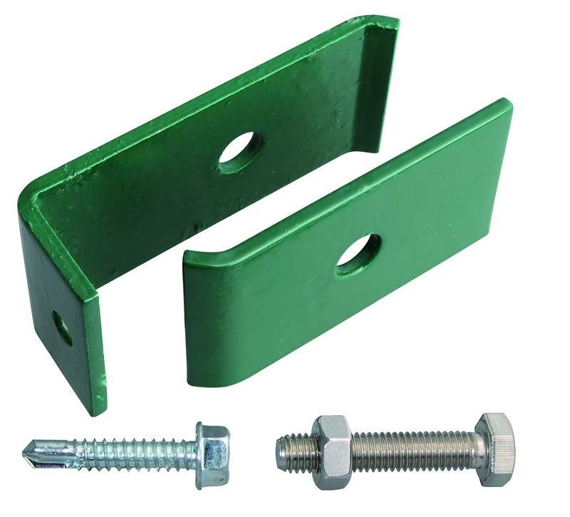Alberts 672836 Fixing Set for mesh mats | for Fixing to Walls or Posts | hot-dip galvanised, Green Plastic-Coated RAL 6005