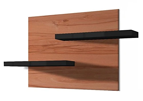 Regalwelt GmbH Picture Wall Shelf in Core Beech with Shelf Colour of Your Choice, Wood, Glossy Black, 110 x 60 x 15 - Image 1