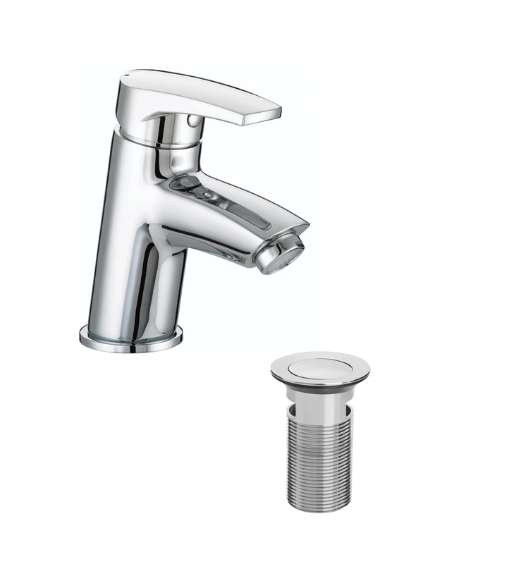 Bristan Orta Chromed Bathroom Basin Sink Monobloc Single Hole Mixer Tap Faucet with Clicker Pop Up Waste (OR BAS C)