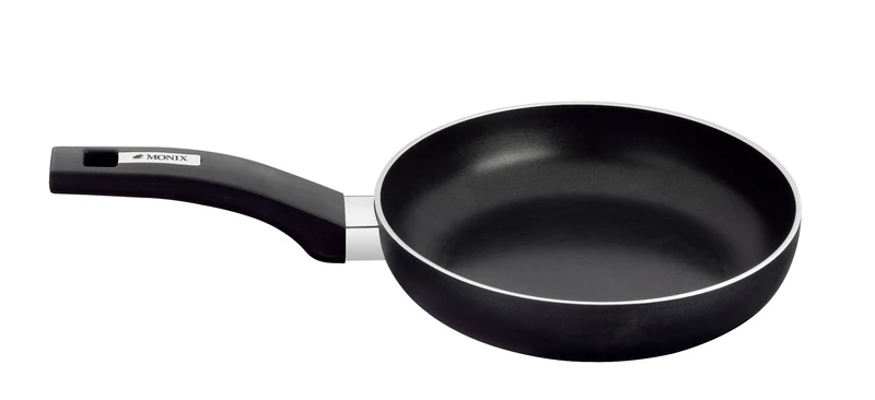 Monix M370024 Resistent Plus Stamped Aluminium Non-Stick Frying Pan, 24 cm, Black