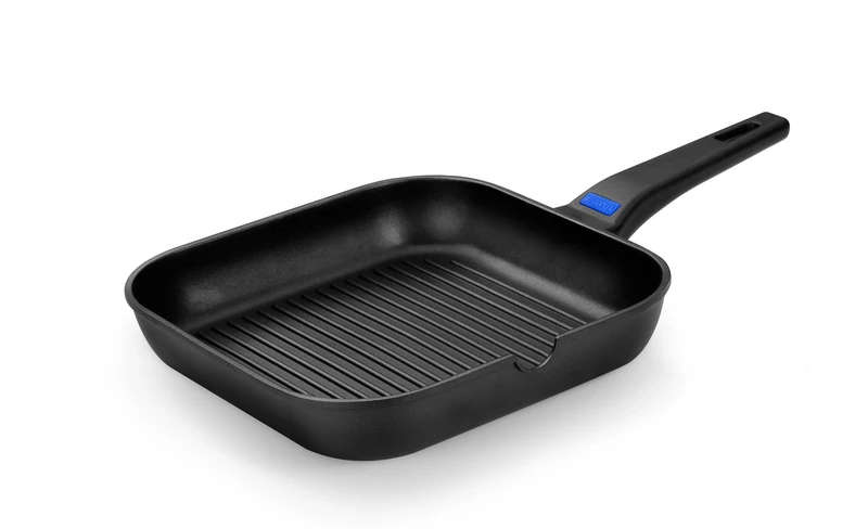 Monix Solid+ Cast Aluminium Non-Stick Ribbed Griddle Pan, 28 cm, Black ,Braisogona_M350030