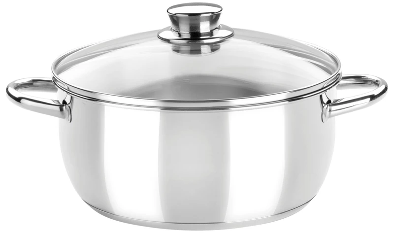 Monix Optima Stainless Steel Large Saucepan with Glass Lid, 30 cm, Silver, 30 x 30 x 30 cm